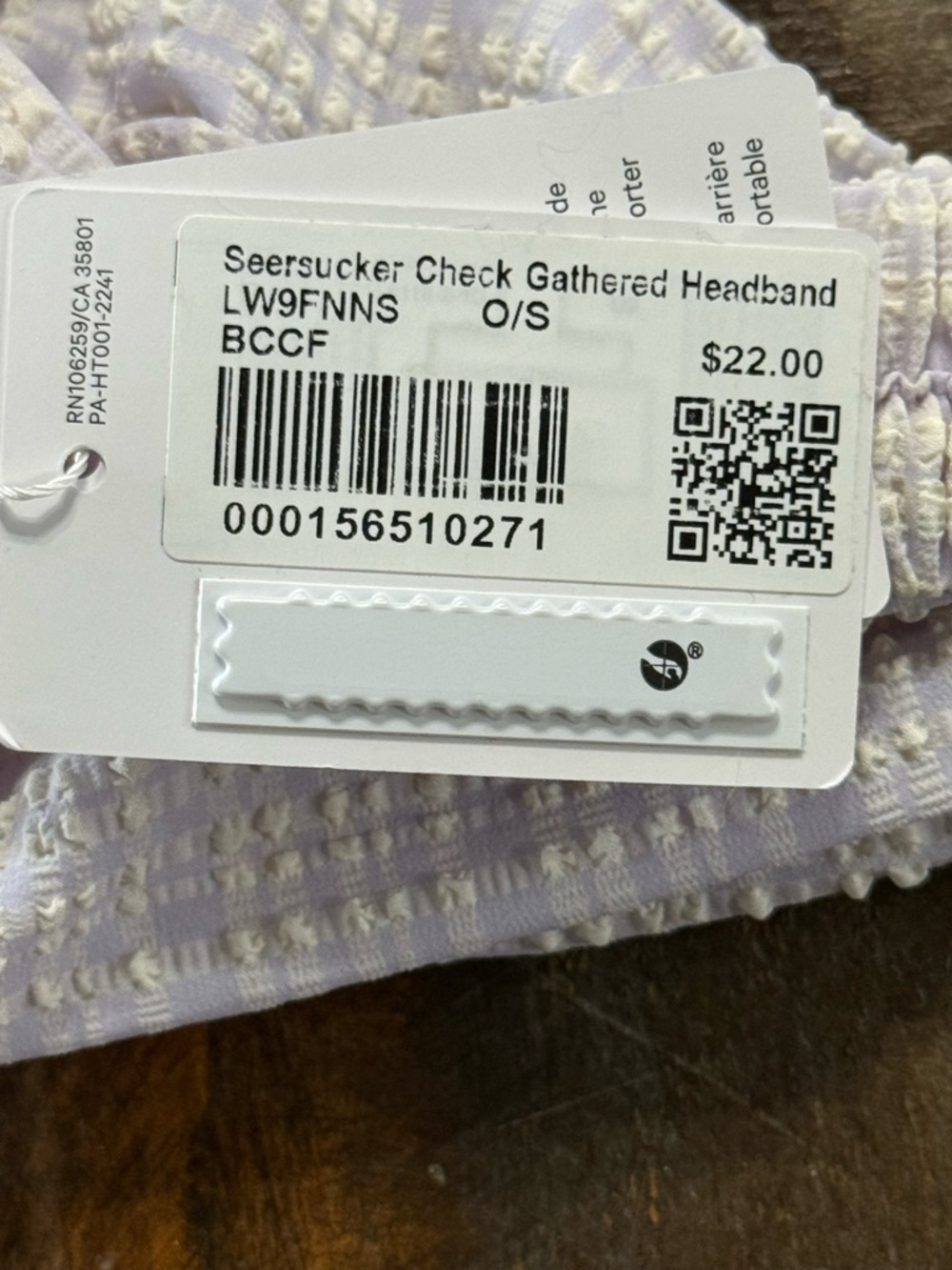 lululemon Seersucker Check Gathered Headband NWT - Picture 3 of 4